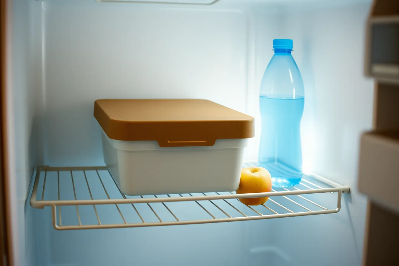 Meal prep box in a shared office fridge (How a meal prep business gets more customers in 2027)