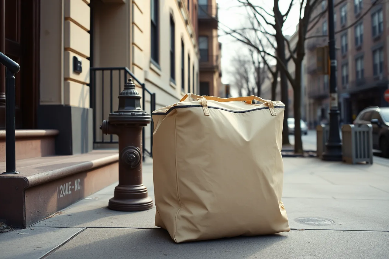 Delivery driver double-parked in Manhattan carrying insulated meal prep bag (How New York City health rules shape meal prep kitchen economics)